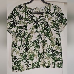 Linen pants and  bamboo pattern linen top